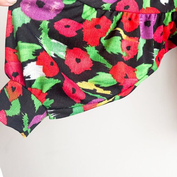 Zara Colourful Floral Balloon Sleeve Long Sleeve Top M - Picture 5 of 7